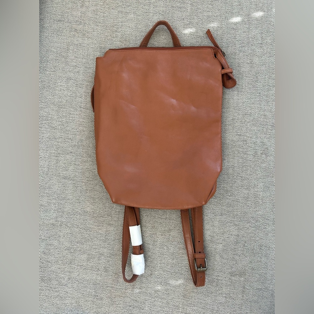 Anthropologie Leather Zip-Top Backpack